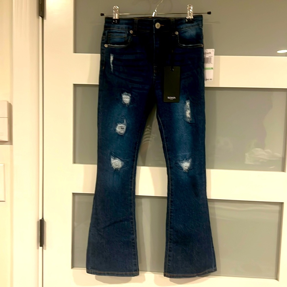 NWT HUDSON Girls' Stretch Denim Jeans, Bell-Bottom Style Pants Flared Legs sz 8